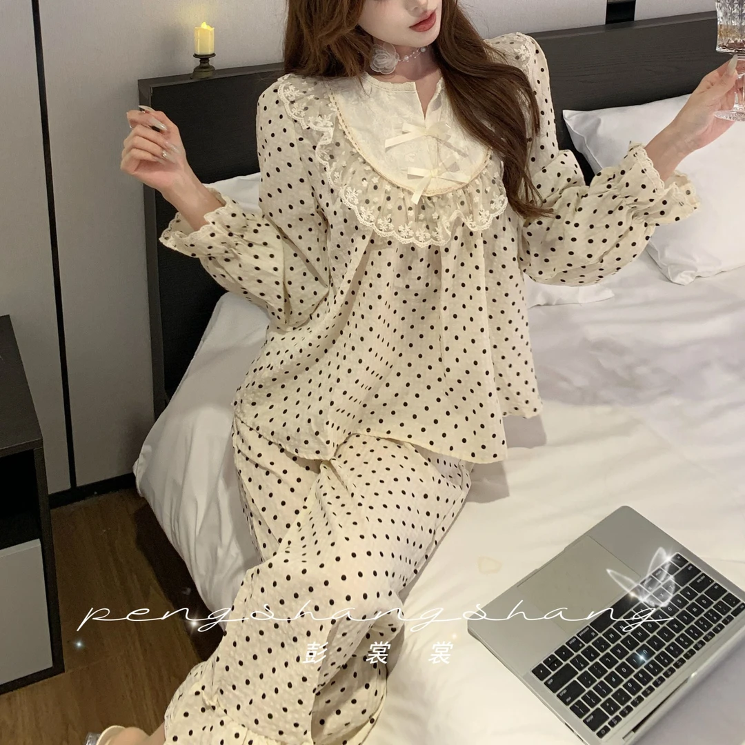 彭裳裳【波影柔情】性感时尚舒适女士气质秋季宽松睡衣居家服套装
