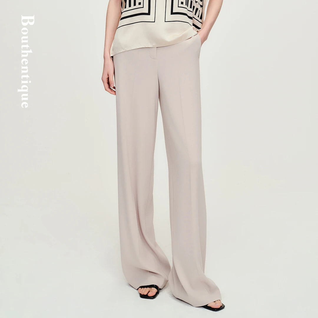 Bouthentique高级醋酸中缝线阔腿裤224221P11