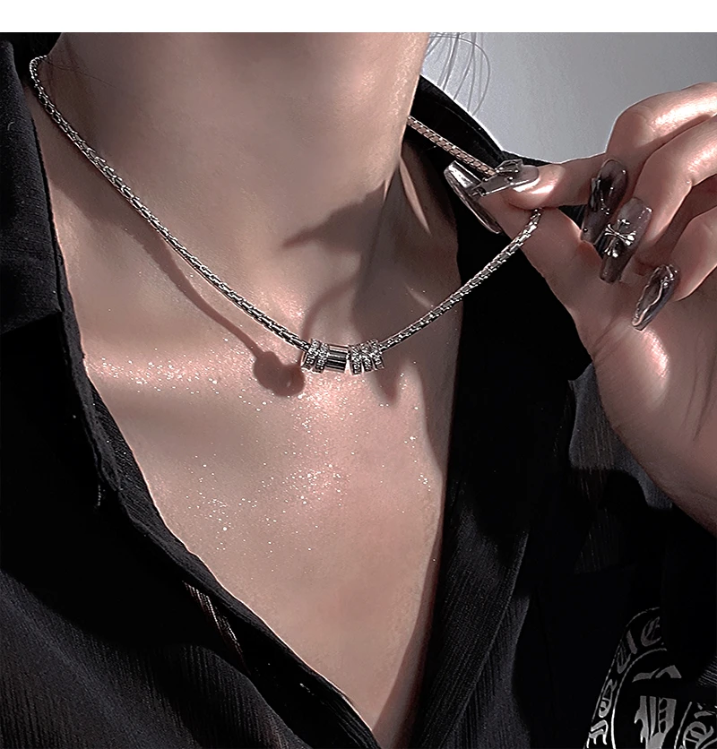 巴黎【设计师】中性冷淡风圆环吊坠项链轻奢小众设计时尚潮流高级