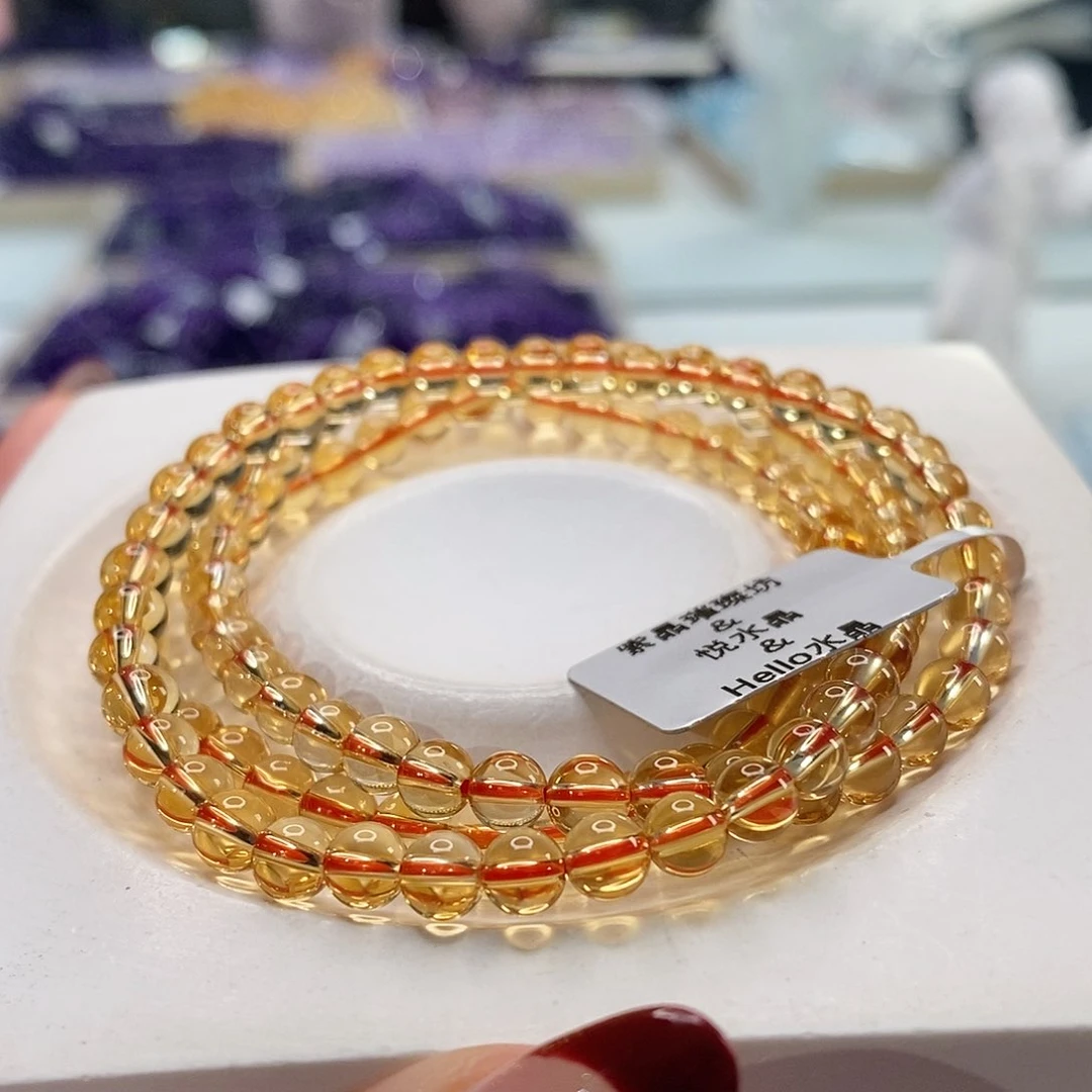 未镶嵌手串水晶巴西黄水晶三圈5M