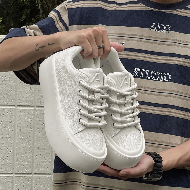 CPOZ秋季新款舒适百搭小白鞋透气板鞋时尚休闲鞋厚底增高男鞋潮鞋