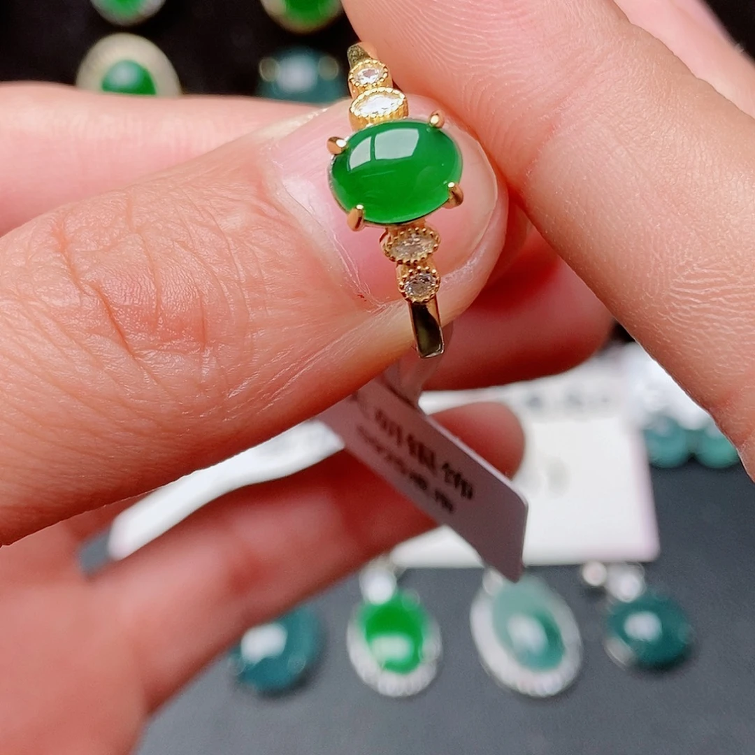 翡翠戒指银S925镶嵌85428759