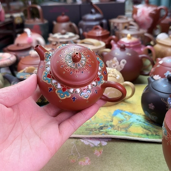 茶壶紫砂珐琅彩供珠