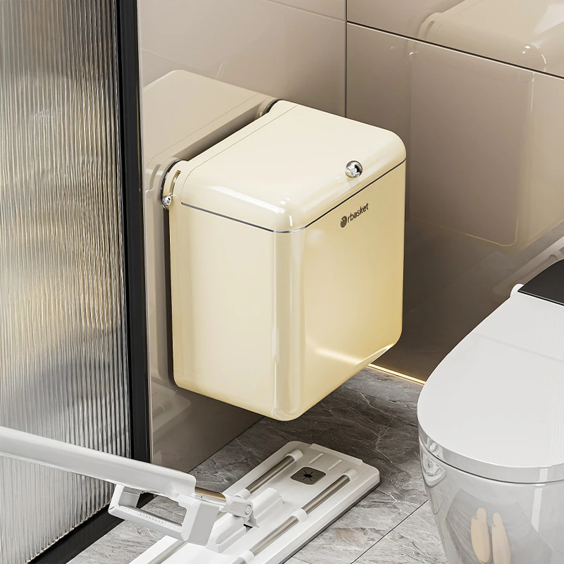 吸盘卫生间垃圾桶家用2025新款大容量壁挂带盖马桶厕所夹缝垃圾篓