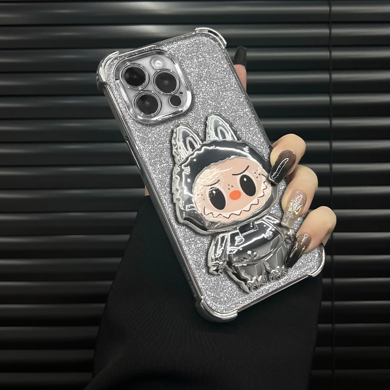 四角防摔小怪兽支架手机壳适用苹果/oppo/华为/vivo/小米ins风女