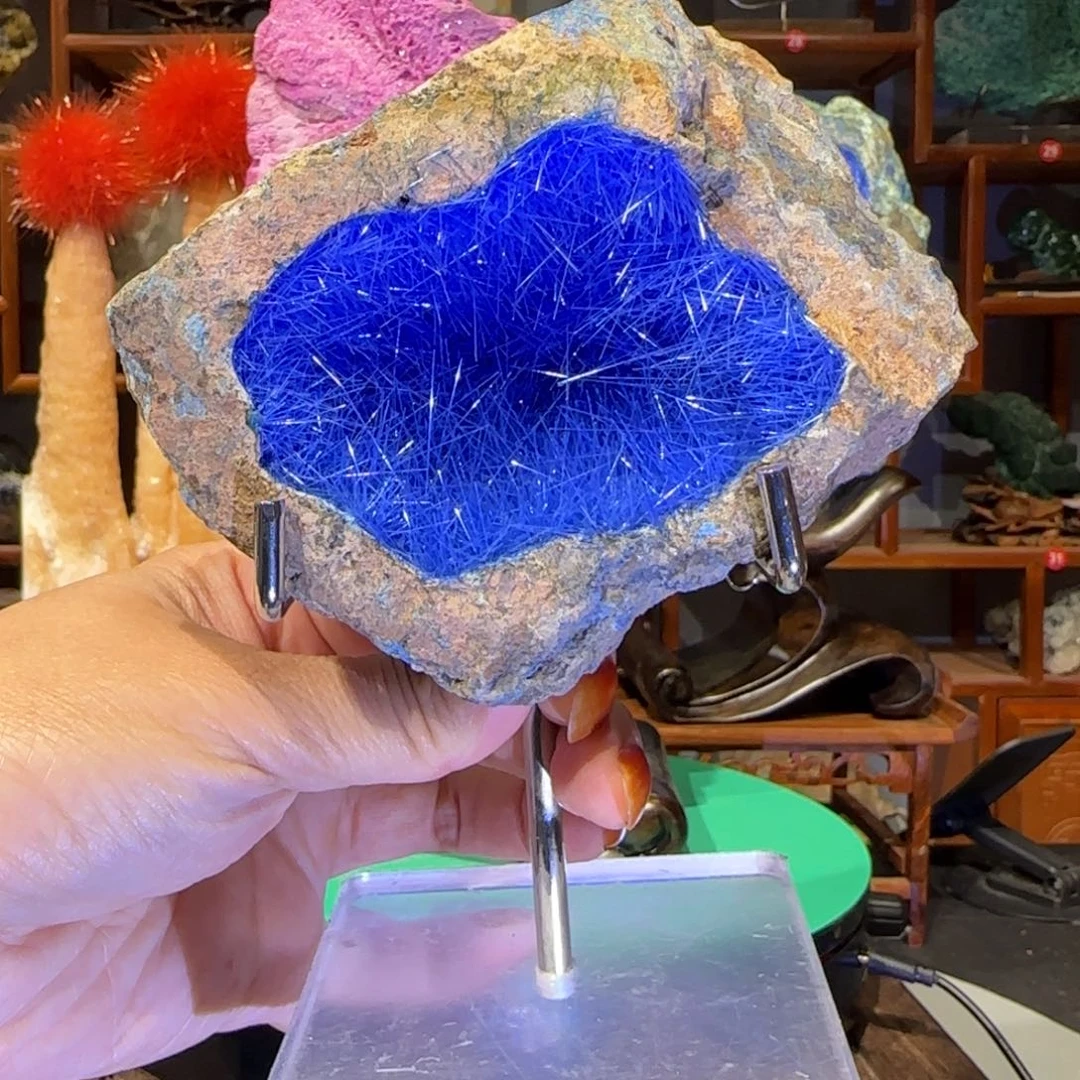 石材蓝铜矿发晶共生111