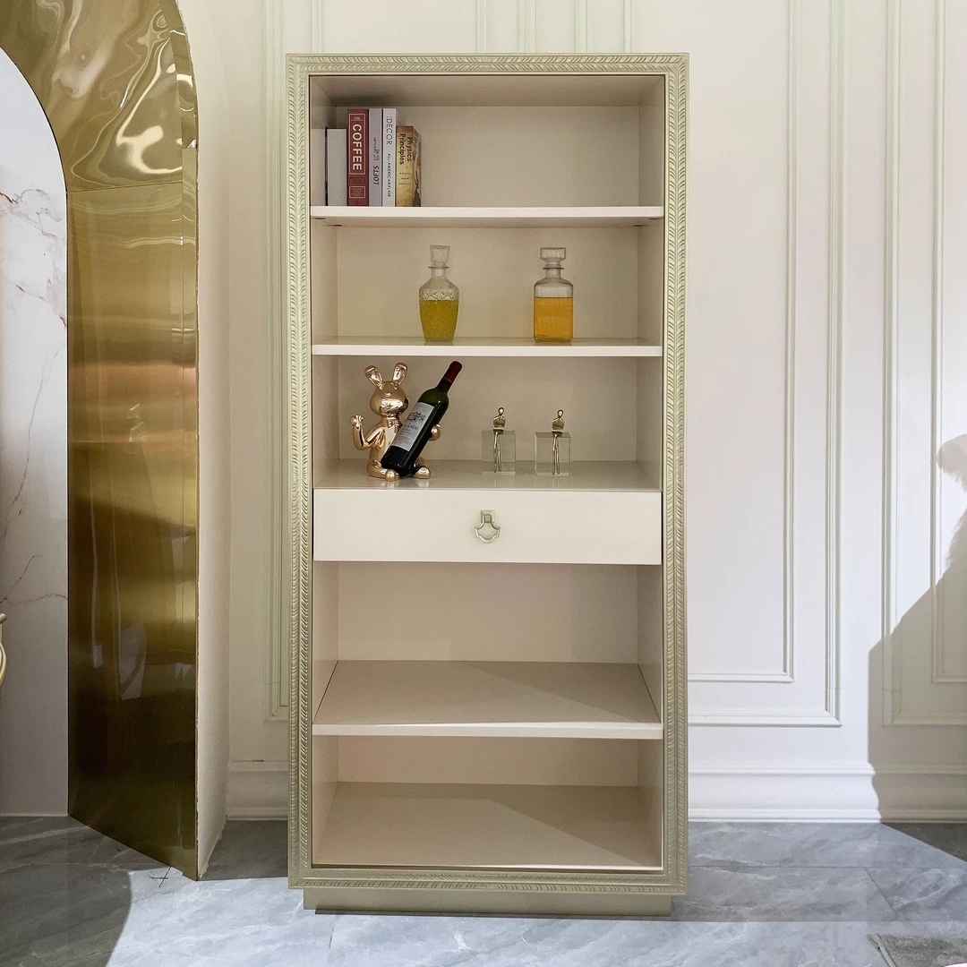 美式轻奢风格欧洲进口红榉木装饰柜储物柜高柜书柜简约客厅收纳柜