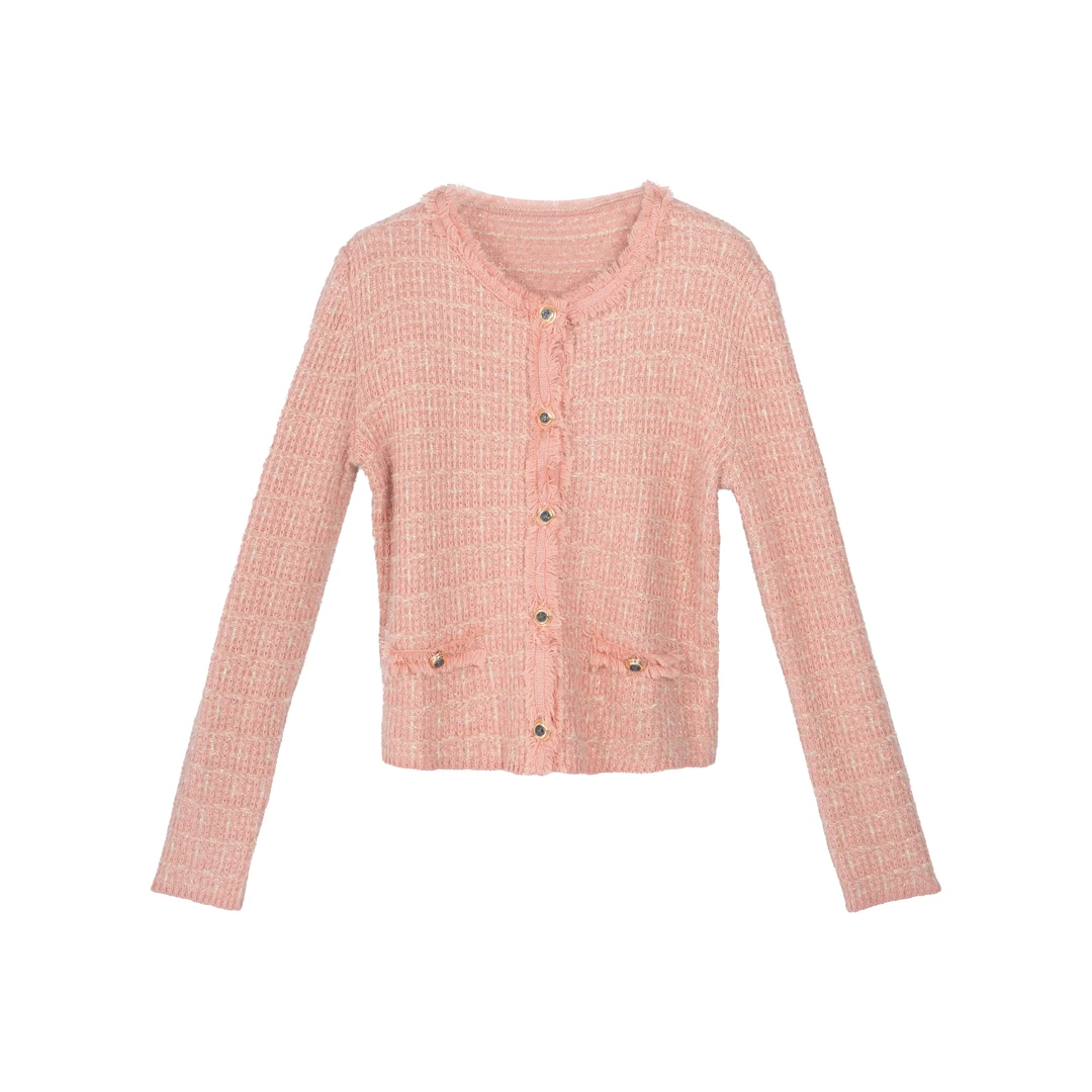 【达人专属】秋季小香风纯色长袖毛针织衫名媛纯欲辣妹EW2341374890