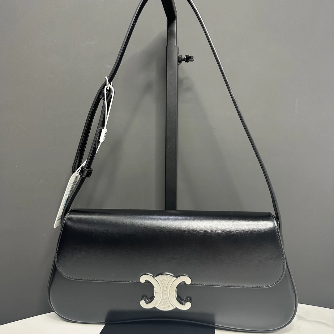 95新 Celine/思琳 黑银LOLA凯旋门单肩包28cm/JJ5092202