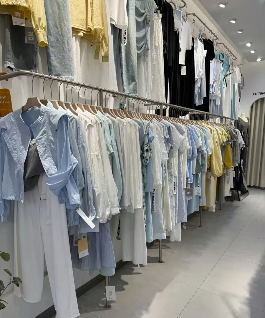 中长裙韩系吊带U型领短袖连衣裙女士显瘦针织气质长袖牛仔蓝色