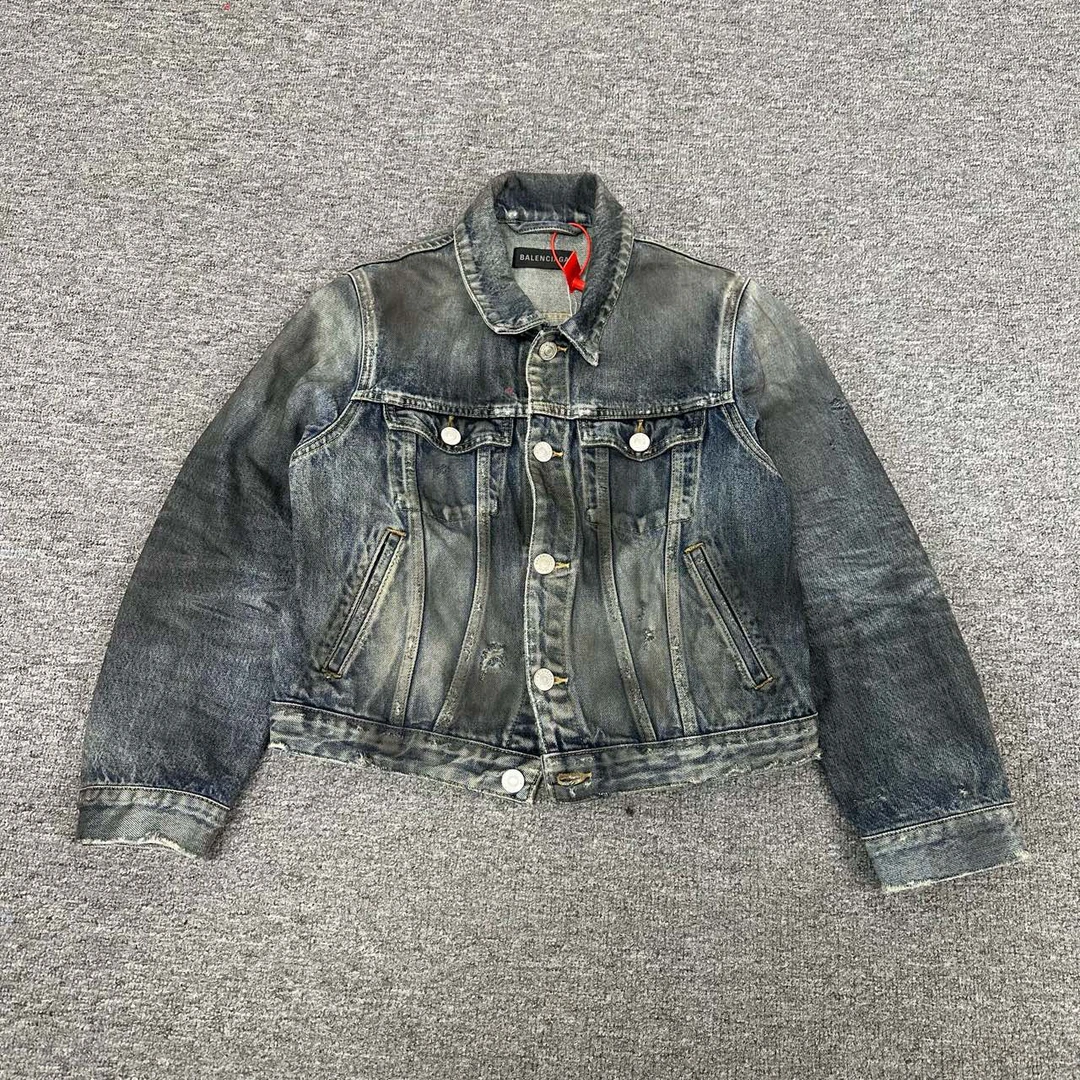 99新 Balenciaga/巴黎世家 23SS 泥染 牛仔外套 42码