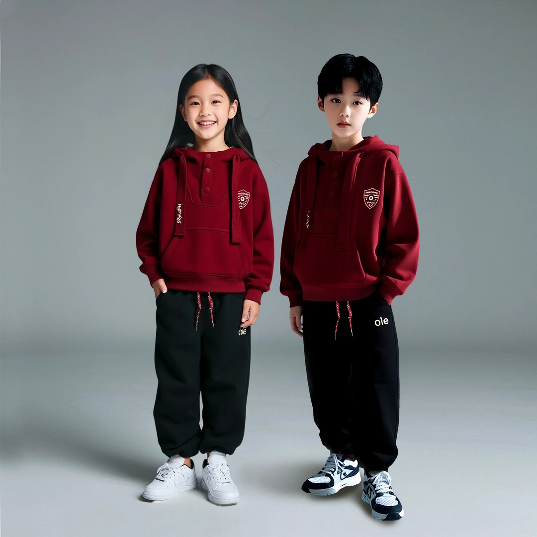 2025儿童秋季新品运动连帽卫衣套装男童女童中大童俩件套D3S5-927