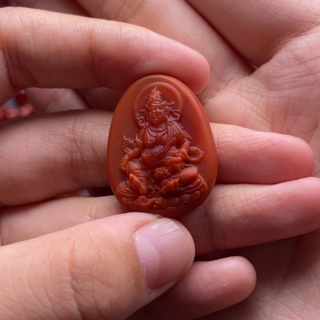 南红玛瑙未镶嵌珠宝奇石黄财神吊坠