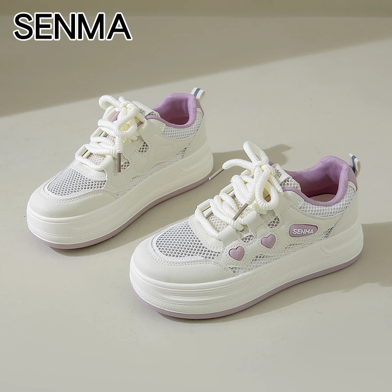 森马SENMA小白鞋女2025夏季新款透气休闲板鞋国潮小众多巴胺网鞋