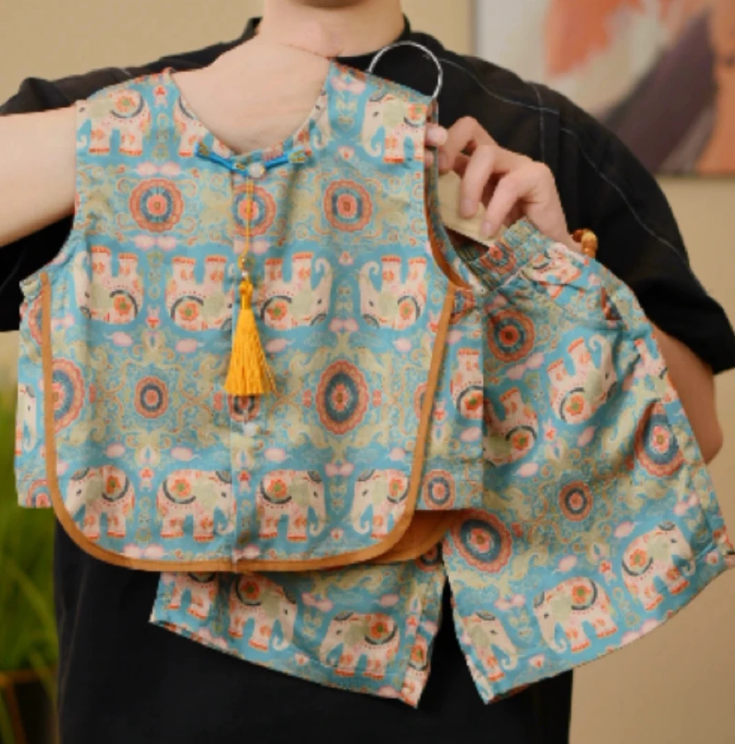 【珍宝推荐】儿童夏季国风汉服男童女童新中式无袖衬衫宝宝民族风