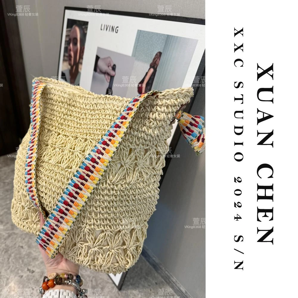 夏季轻奢休闲单肩包网红ins洋气沙滩编织包包百搭编织包#3203