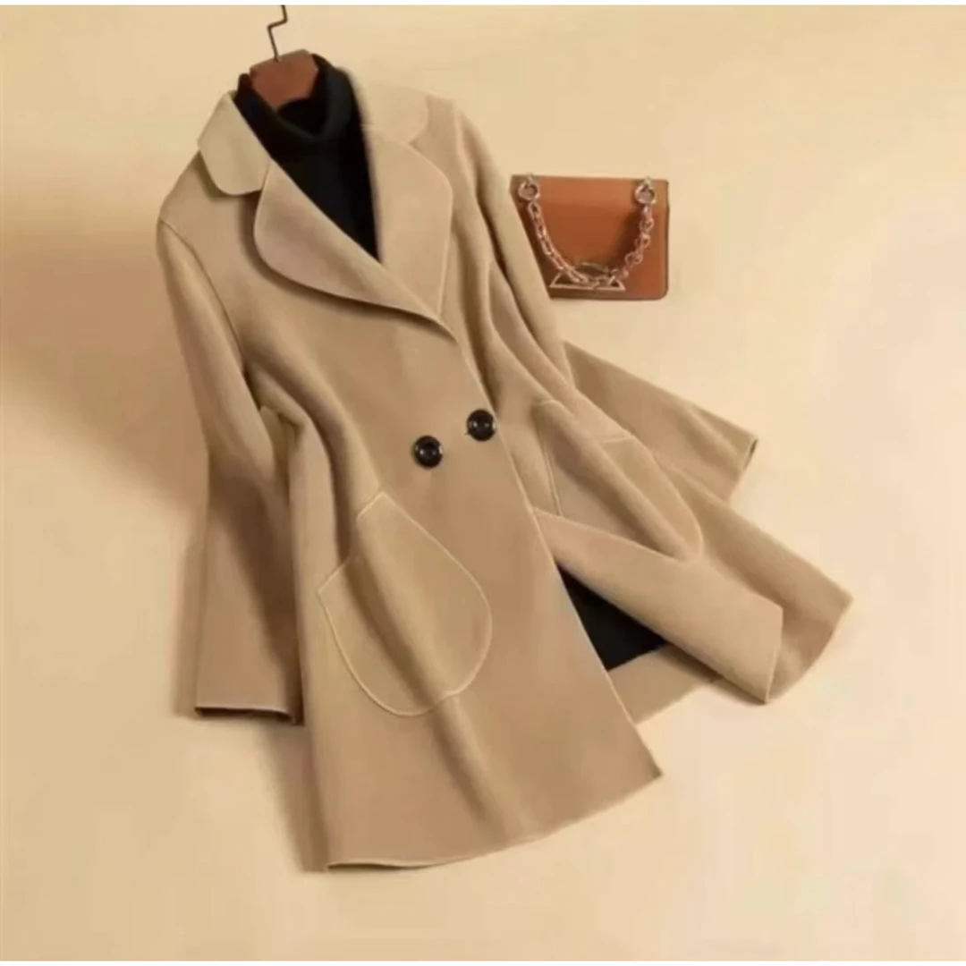 H15主春季新款双面绒韩版短款小个子外套时尚气质大衣显瘦宽松