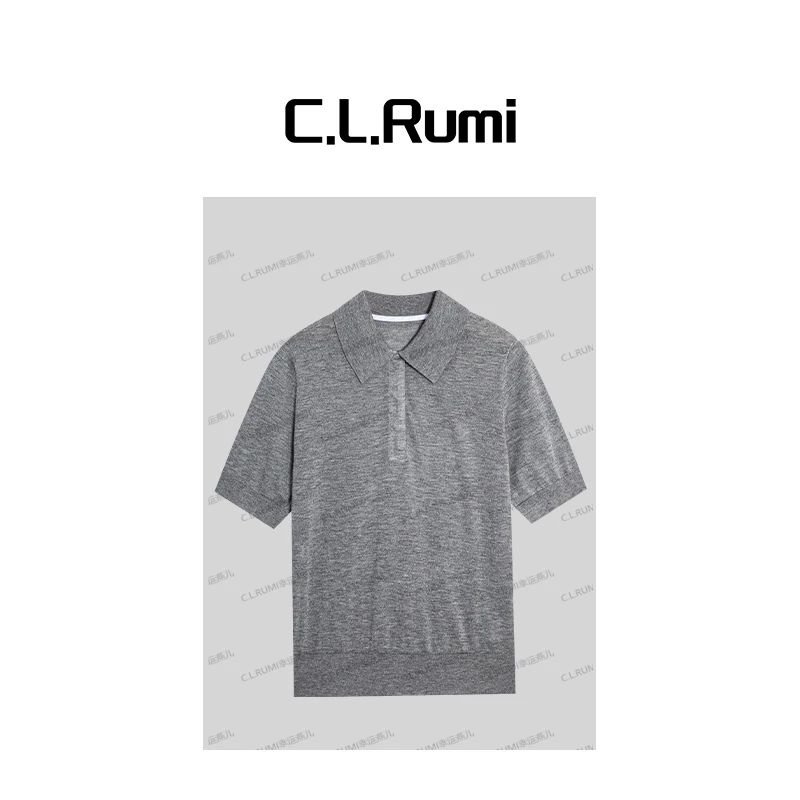 【燕子甄选】“高知miu系“25夏桑蚕丝百搭翻领五分袖polo上衣6830sy