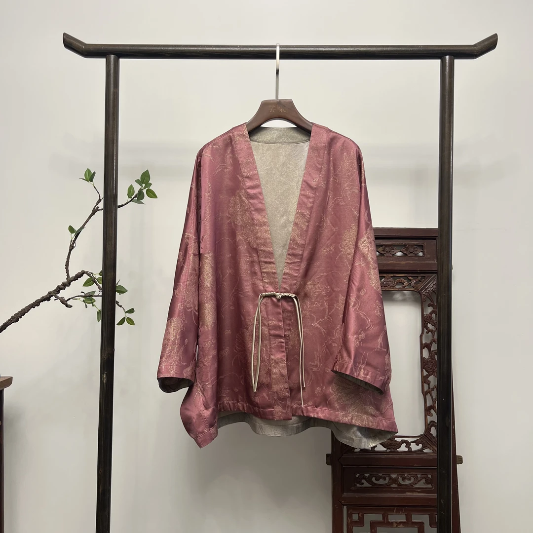 【醉朦胧】新中式桑蚕丝织金外套夏季防晒百搭上衣X70195