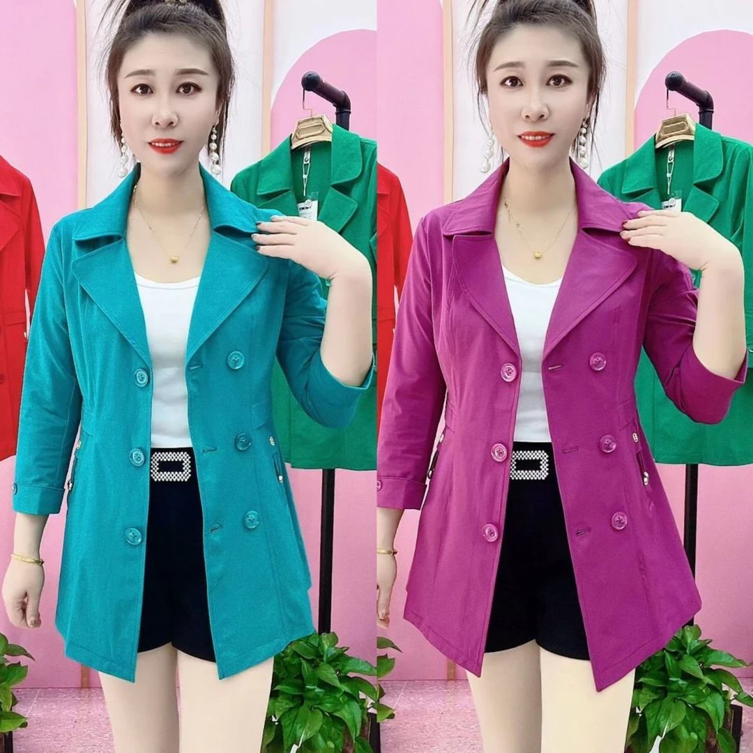 春夏网红新款外套妈妈中年时尚风衣显瘦修身中老年百搭大码外穿