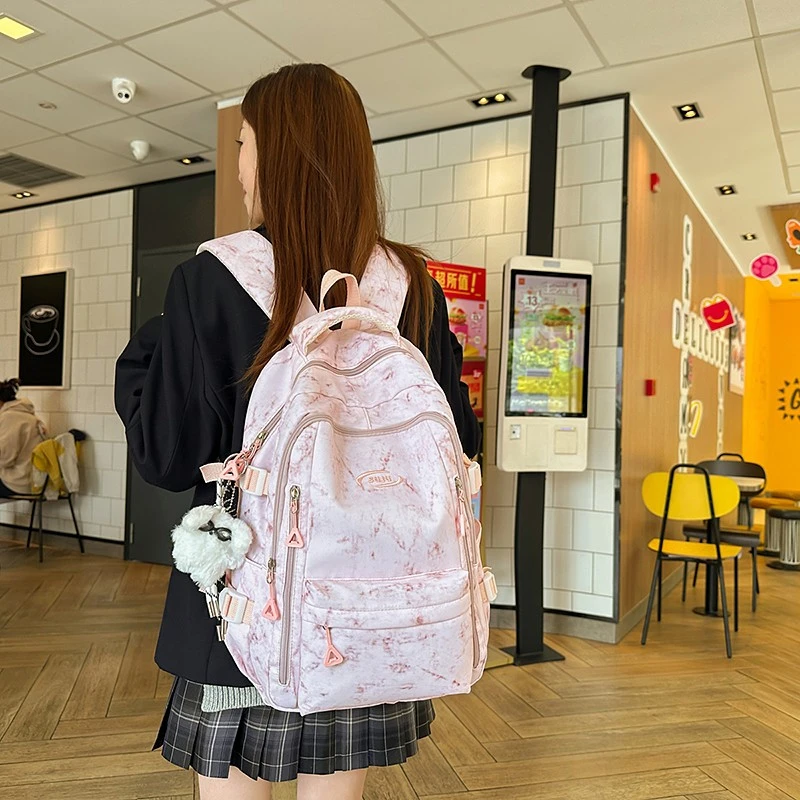 书包女生高颜值ins小众设计扎染双肩包中学生减负大学生双肩背包