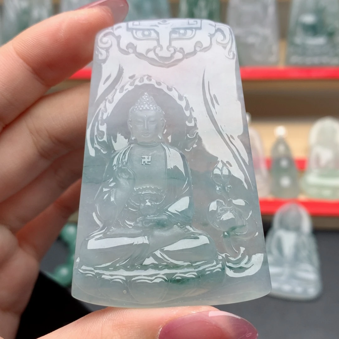 牛***爸翡翠未镶嵌颈饰阿弥陀佛