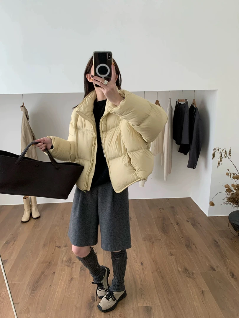 【欧包泡芙羽绒】冬季新品小个子减龄保暖白鸭绒短款面包服女洋气