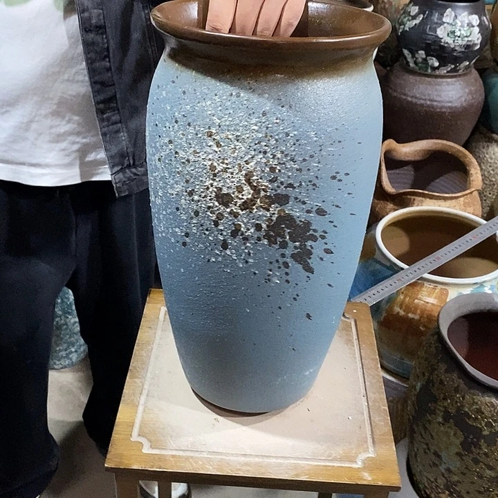 花盆紫砂口22高度41蓝泼墨………