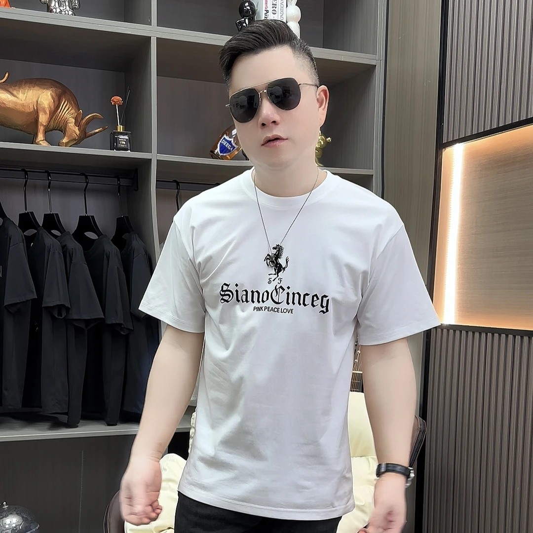 圆领T恤时尚潮流半袖t恤夏季男士男式百搭网红款男士短袖流行t恤