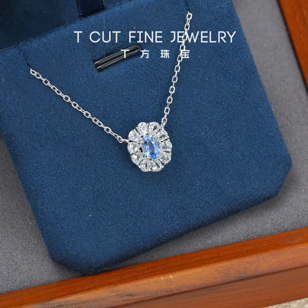 【精品蓝宝国检NGTC证书】天然斯里兰卡蓝宝石全净无暇S925银项链