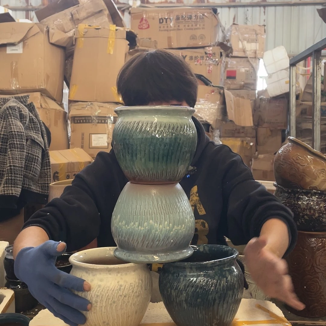 红陶宜兴陶瓷紫砂花盆