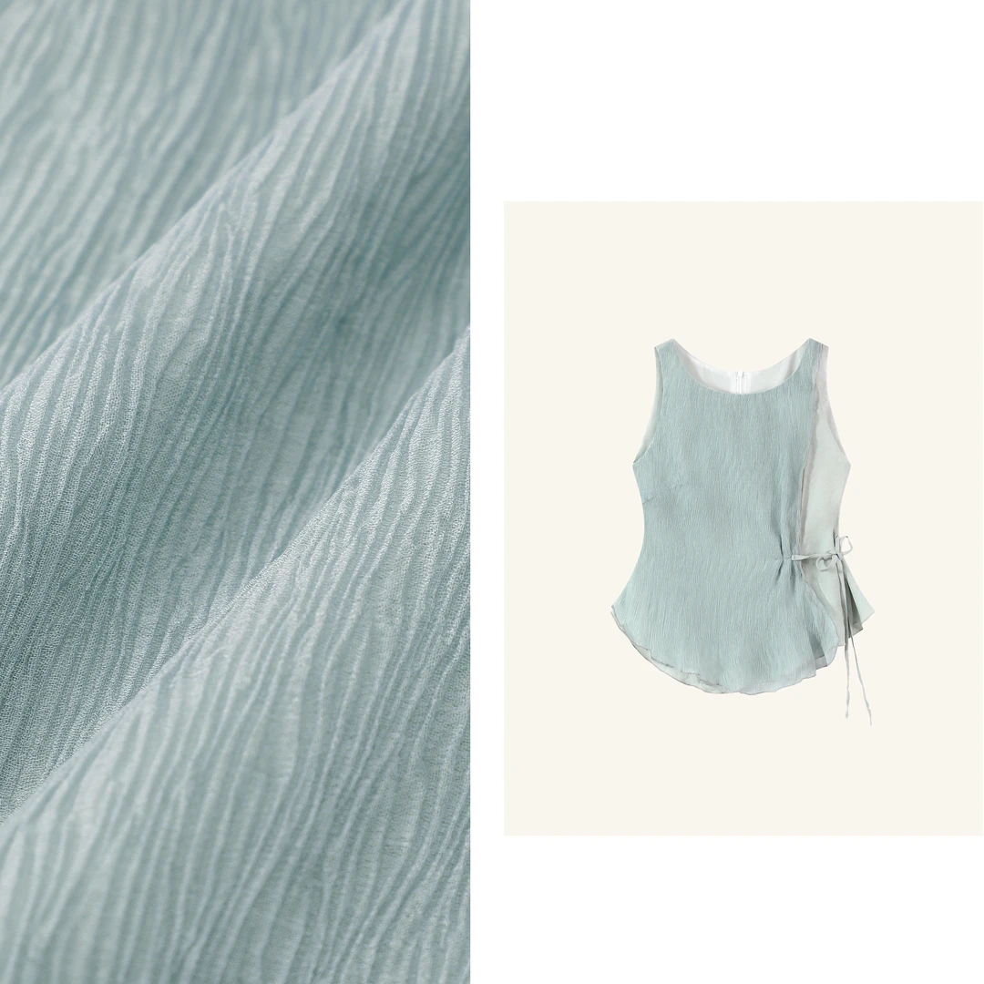 【星枕画楼】设计感复古压褶波纹背心夏季气质时尚无袖上衣81161