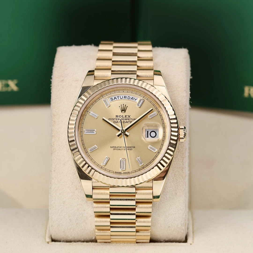 95新 Rolex/劳力士 228238 全金 带原装黑冰糖盘面 2021年8月保卡