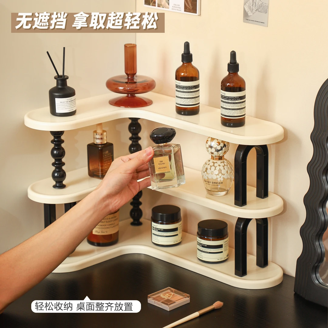 化妆品收纳盒桌面转角多层置物架梳妆台护肤品香水玄关整理展示架