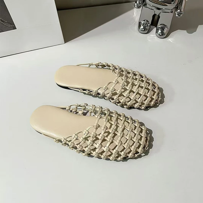 欧货编织女鞋2025夏季新款时尚百搭厚底增高一字拖鞋女外穿凉拖鞋