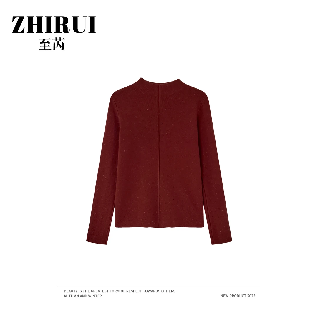 至芮 2025极简风纯色半高领套头针织打底衫春冬休闲百搭上衣6131