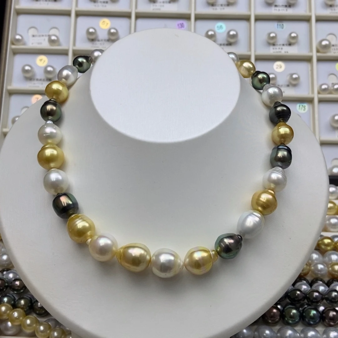 海水珍珠银S925镶嵌项链9-12/29