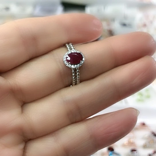 红宝石银S925镶嵌戒指