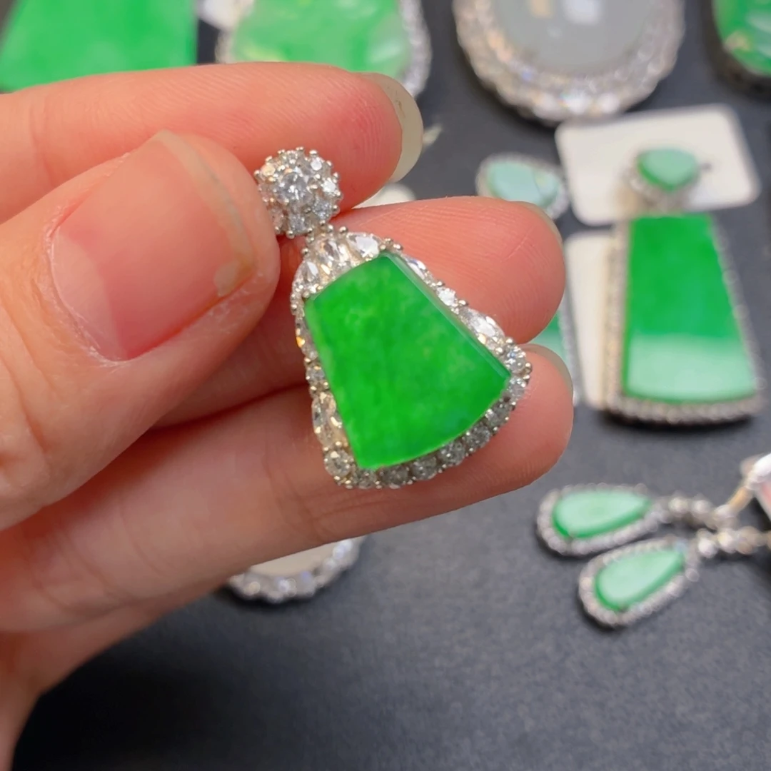 翡翠银S925镶嵌吊坠(不含链)