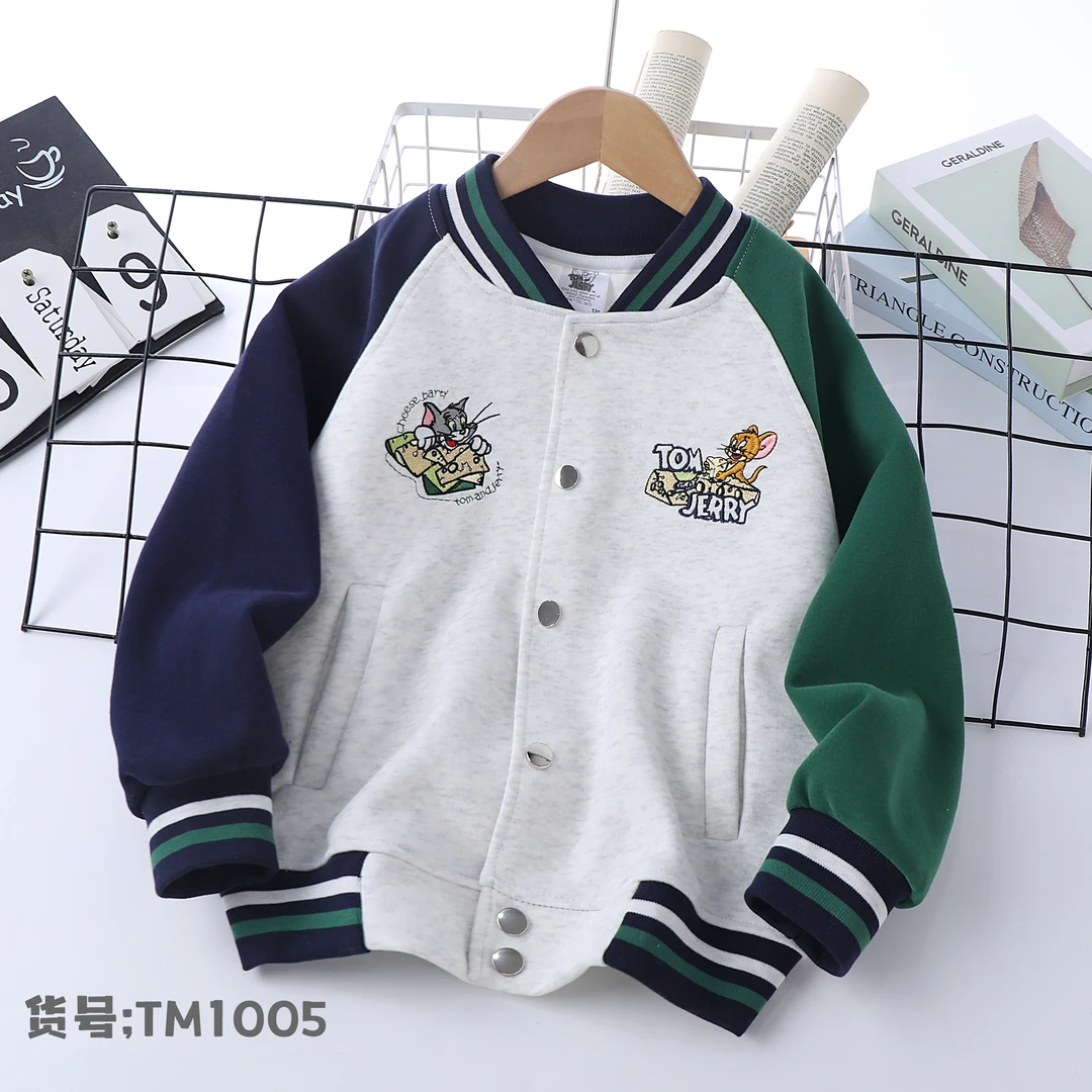春秋季儿童重工刺绣卡通百塔儿童棒球服1005