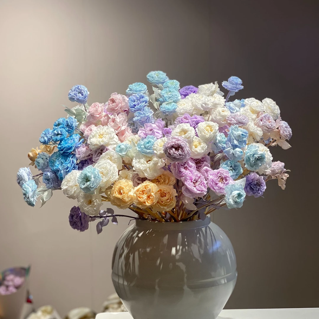 【夏日新品】进口多头永生玫瑰永生花束春夏花材懒人轻奢法式摆件