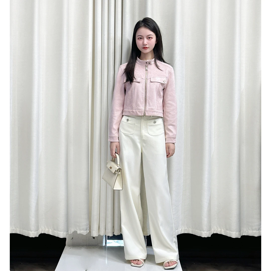 【俏皮少女】小娜椒小个子秋季粉短夹克外套百搭时尚休闲裤套装女