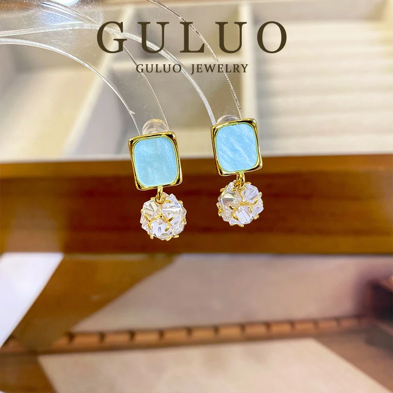 合金耳饰 蓝色清新春夏简约日常耳钉2025年新款小众百搭气质耳饰