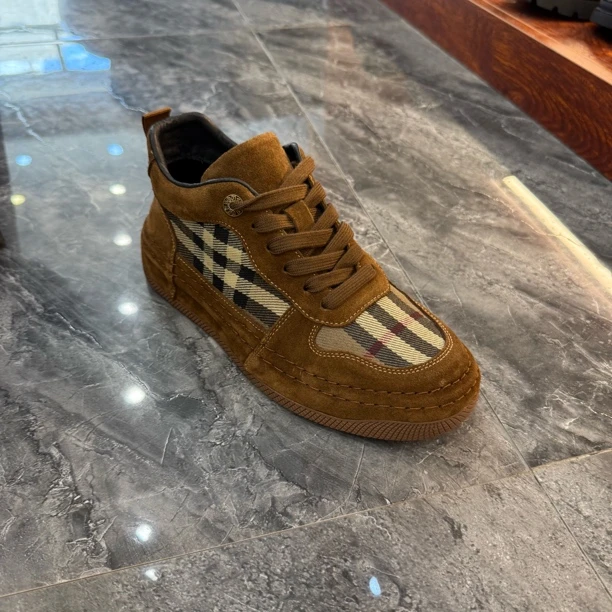 纯皮休闲男鞋户外休闲鞋休闲风拼色厚底格子运动男士时尚休闲鞋