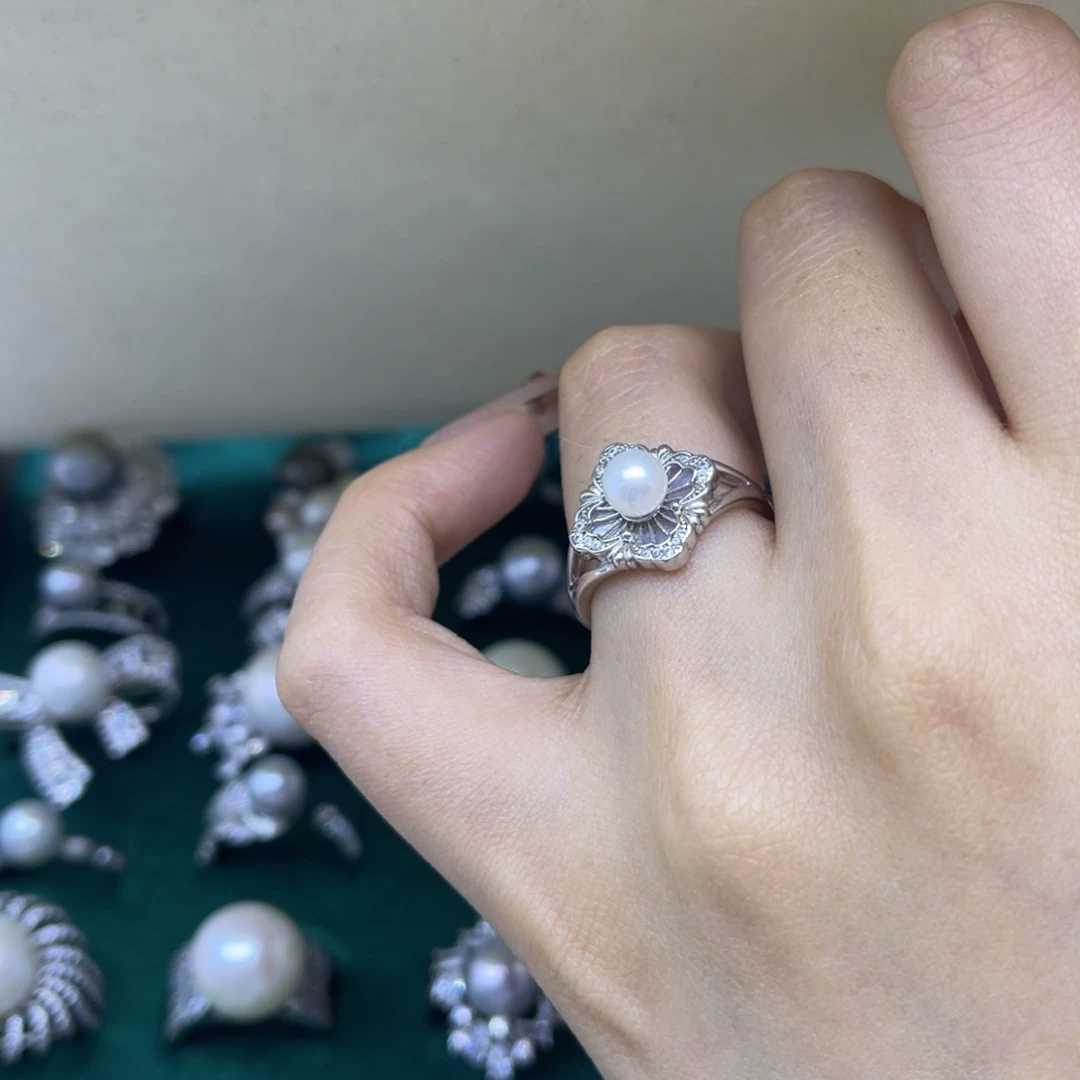 淡水珍珠戒指银S925镶嵌