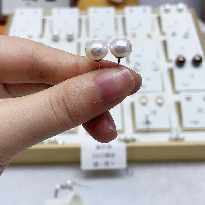 淡水珍珠耳饰银S925镶嵌