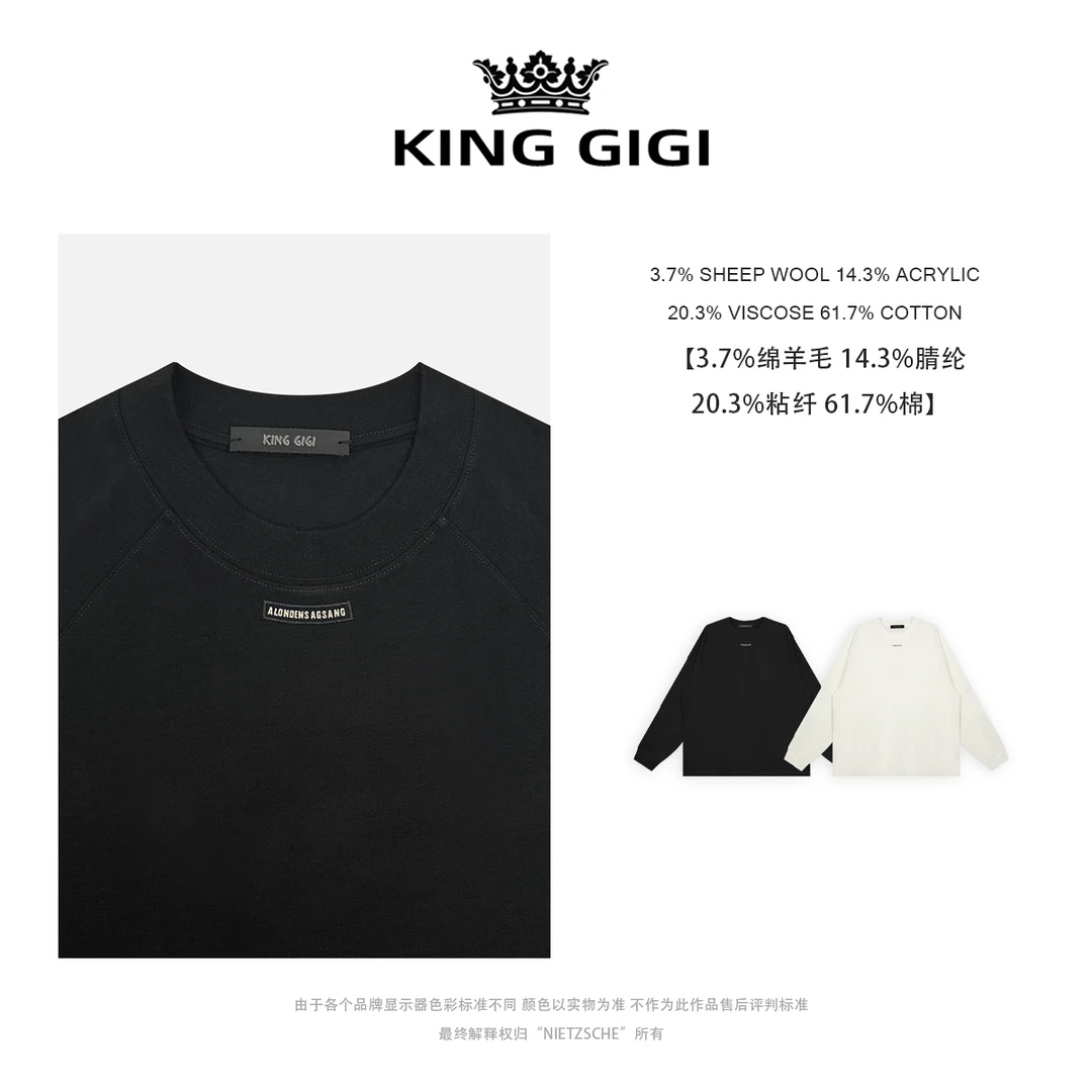 KING GIGI 吉吉国王｜小字母T｜绵羊毛 男士宽松简约几件T恤22161