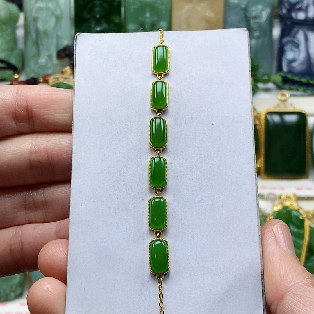 和田玉颈饰银S925镶嵌