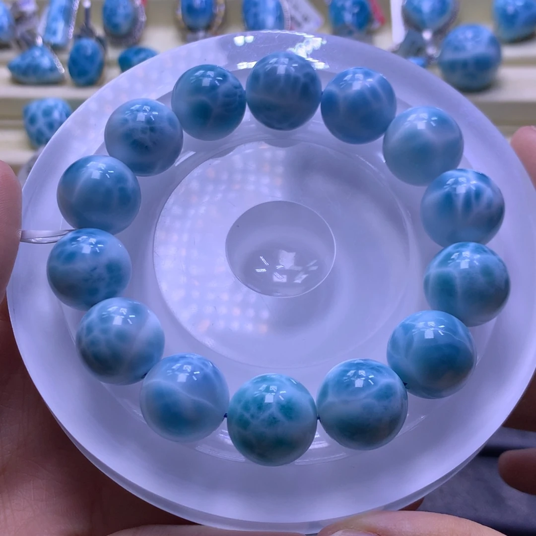 针钠钙石（海纹石）未镶嵌手串16+手串色差略异