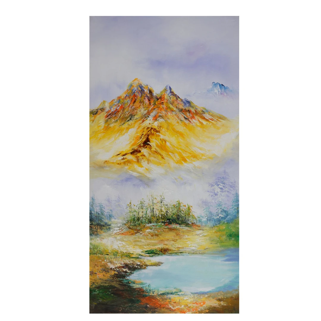 《日照金山》手工绘制装饰画挂画 玄关走廊过道 新中式山水寓意